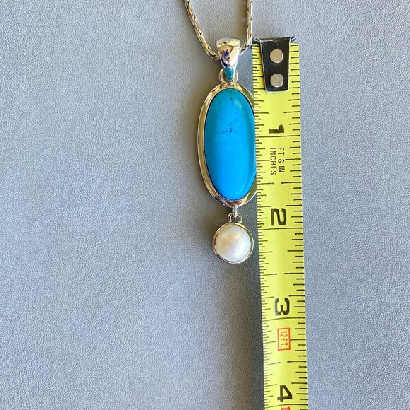 Butler Turquoise and Faux Pearl Necklace & Earring Set​ - Picture 6 of 10